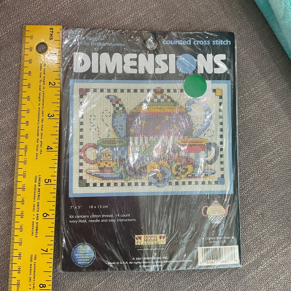 Dimensions Counted Cross Stitch 6877 Teatime Pansies 7 X 5 New - Picture 6 of 7